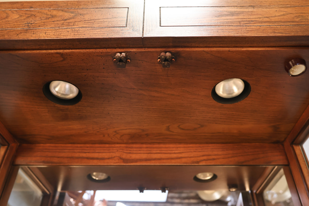 Tall Henredon Oak & Glass Wall Unit - ONLINE ONLY