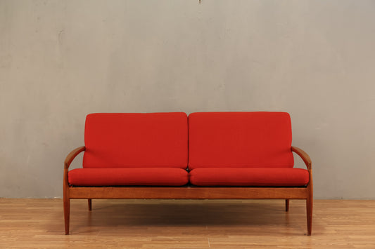 Kai Kristiansen "Paperknife" Teak & Scarlet Loveseat