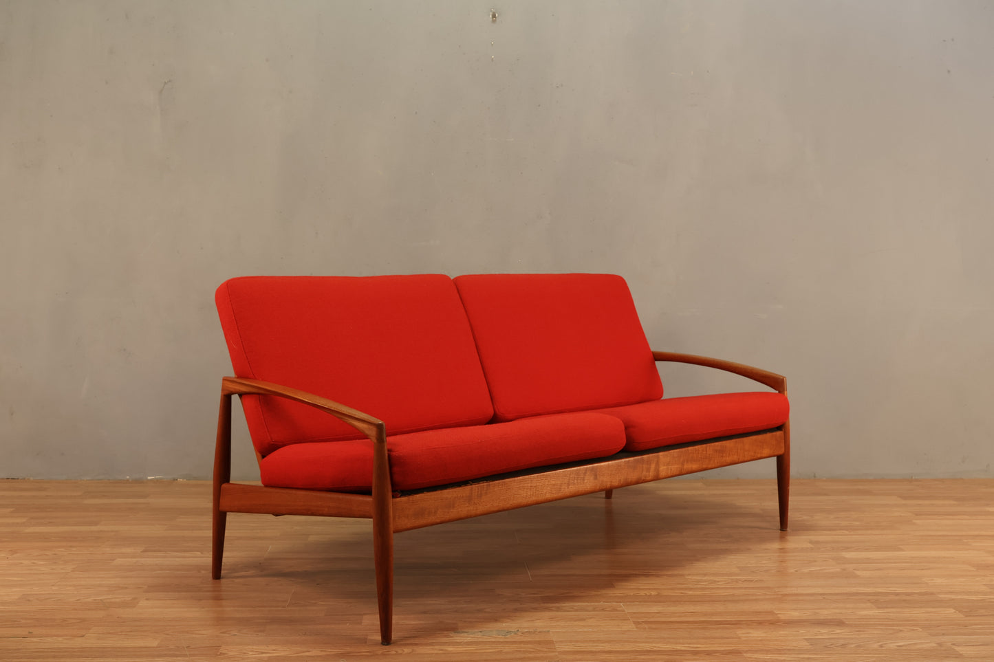 Kai Kristiansen "Paperknife" Teak & Scarlet Loveseat