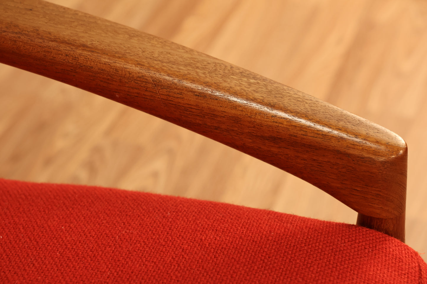 Kai Kristiansen "Paperknife" Teak & Scarlet Loveseat