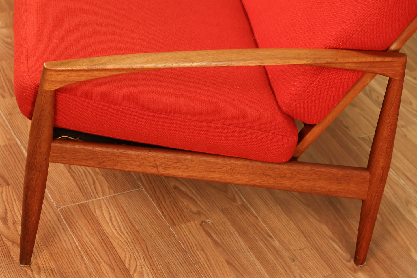 Kai Kristiansen "Paperknife" Teak & Scarlet Loveseat