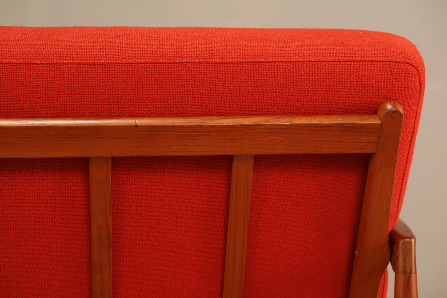 Kai Kristiansen "Paperknife" Teak & Scarlet Loveseat