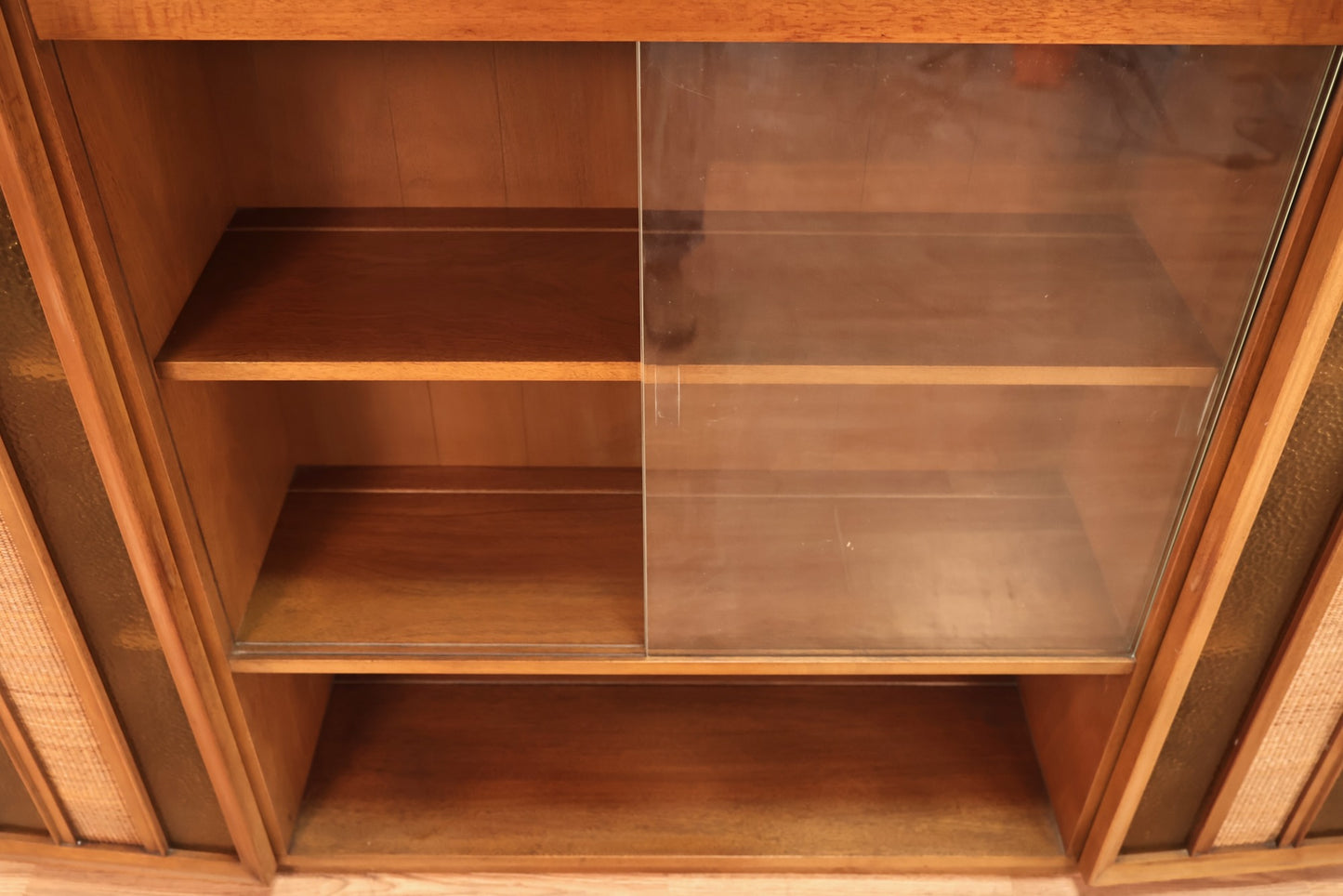 Large Mid Century Walnut & Glass Wall Unit - ONLINE ONLY