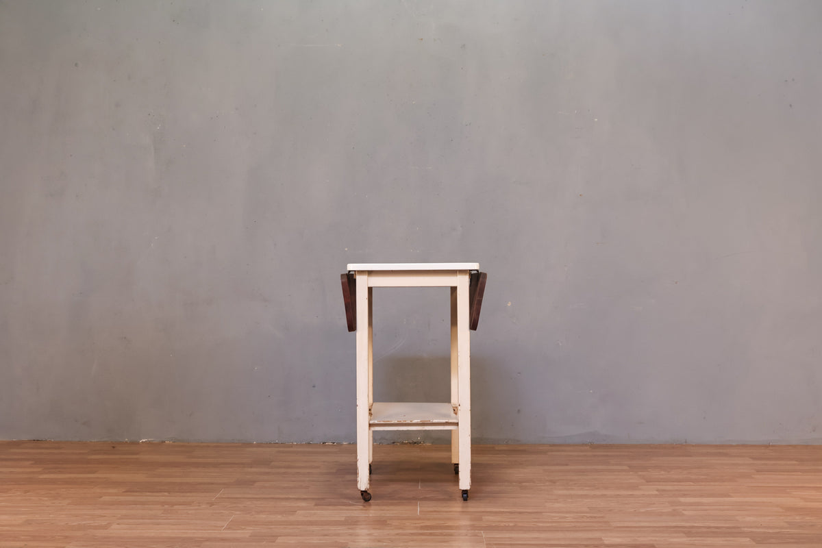 Antique Enamel & Wood Drop-Leaf Table