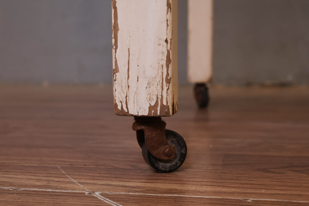 Antique Enamel & Wood Drop-Leaf Table