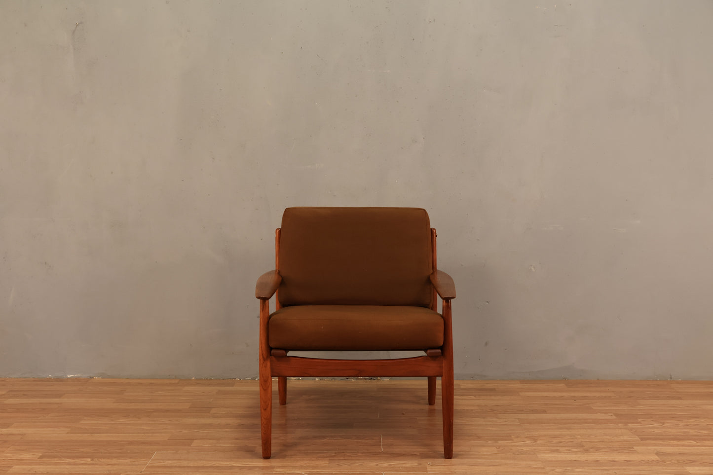 Danish Mid Century Teak & Cocoa Lounge Chair