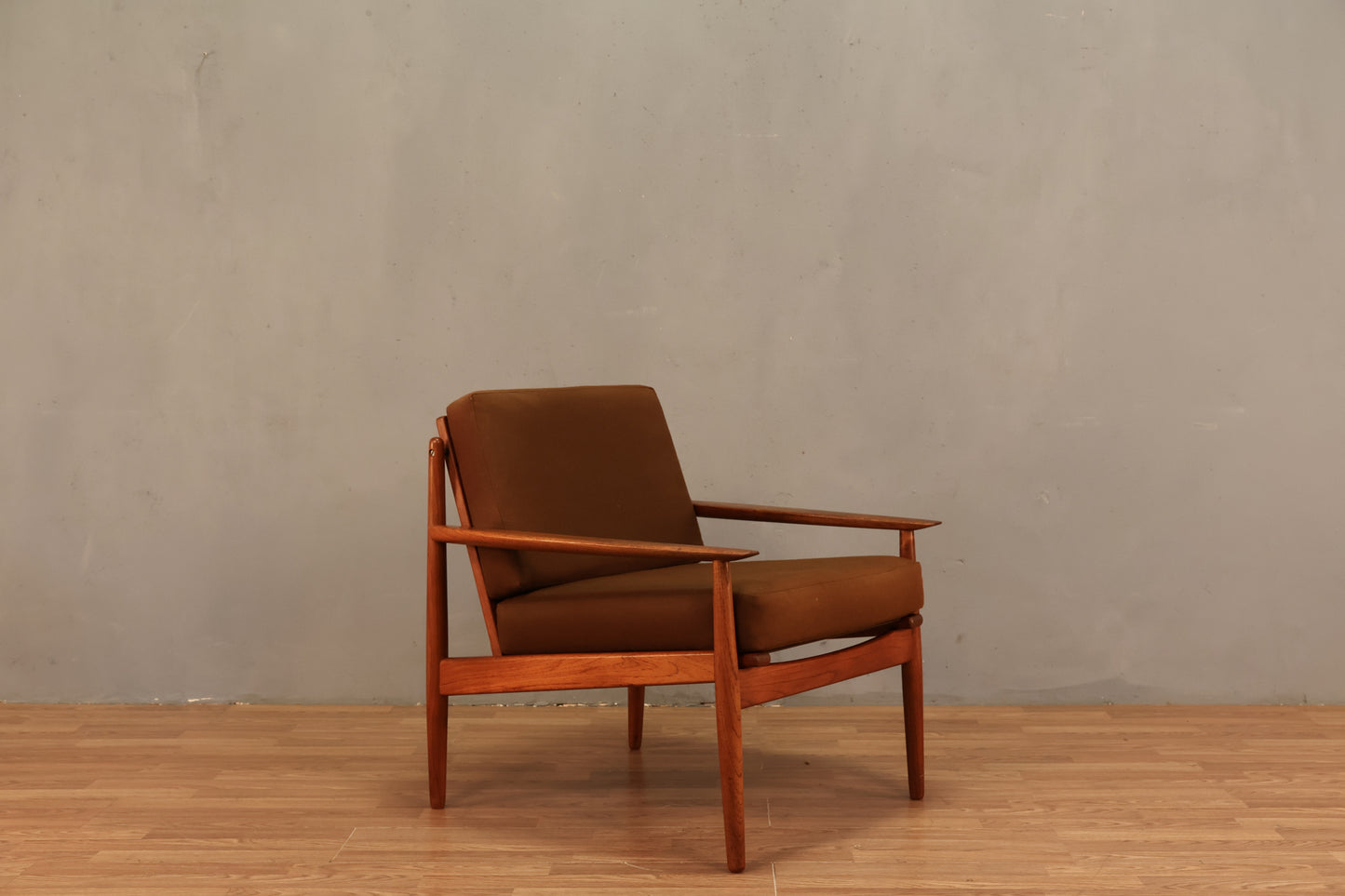 Danish Mid Century Teak & Cocoa Lounge Chair