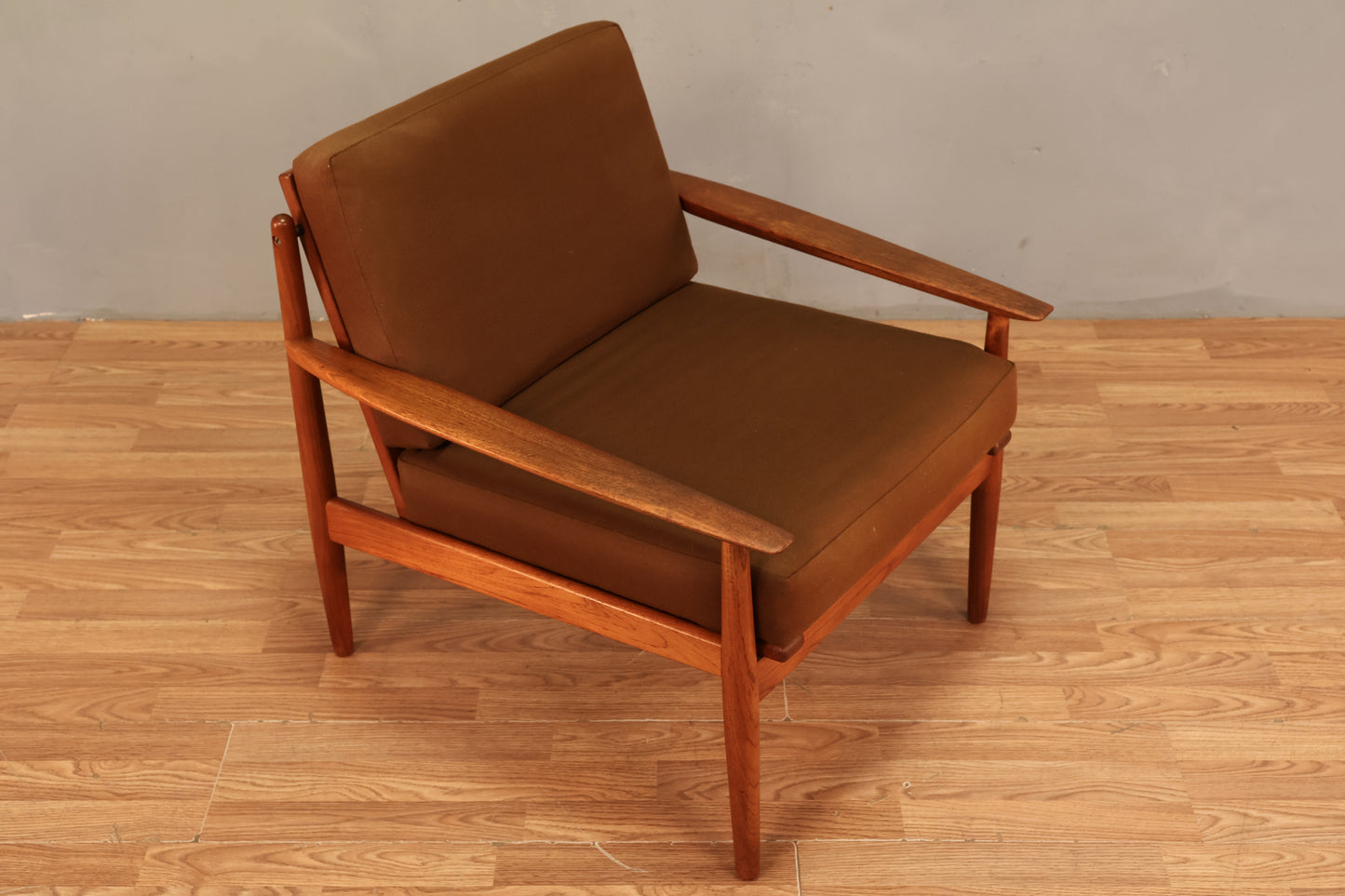 Danish Mid Century Teak & Cocoa Lounge Chair