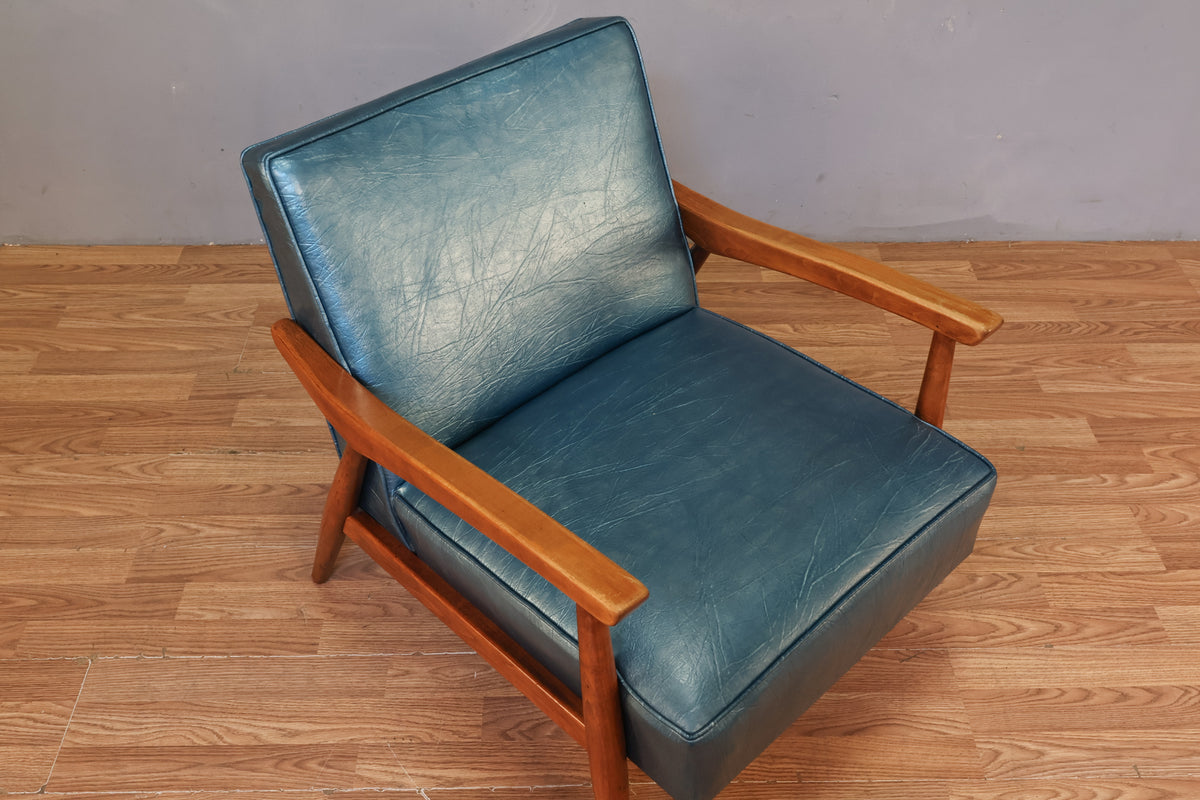 Mid Century Metallic Blue Lounge Chair - ONLINE ONLY