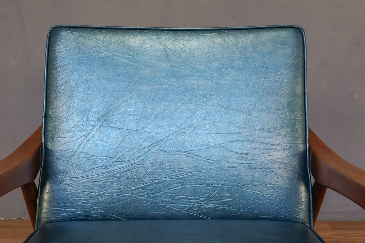 Mid Century Metallic Blue Lounge Chair - ONLINE ONLY