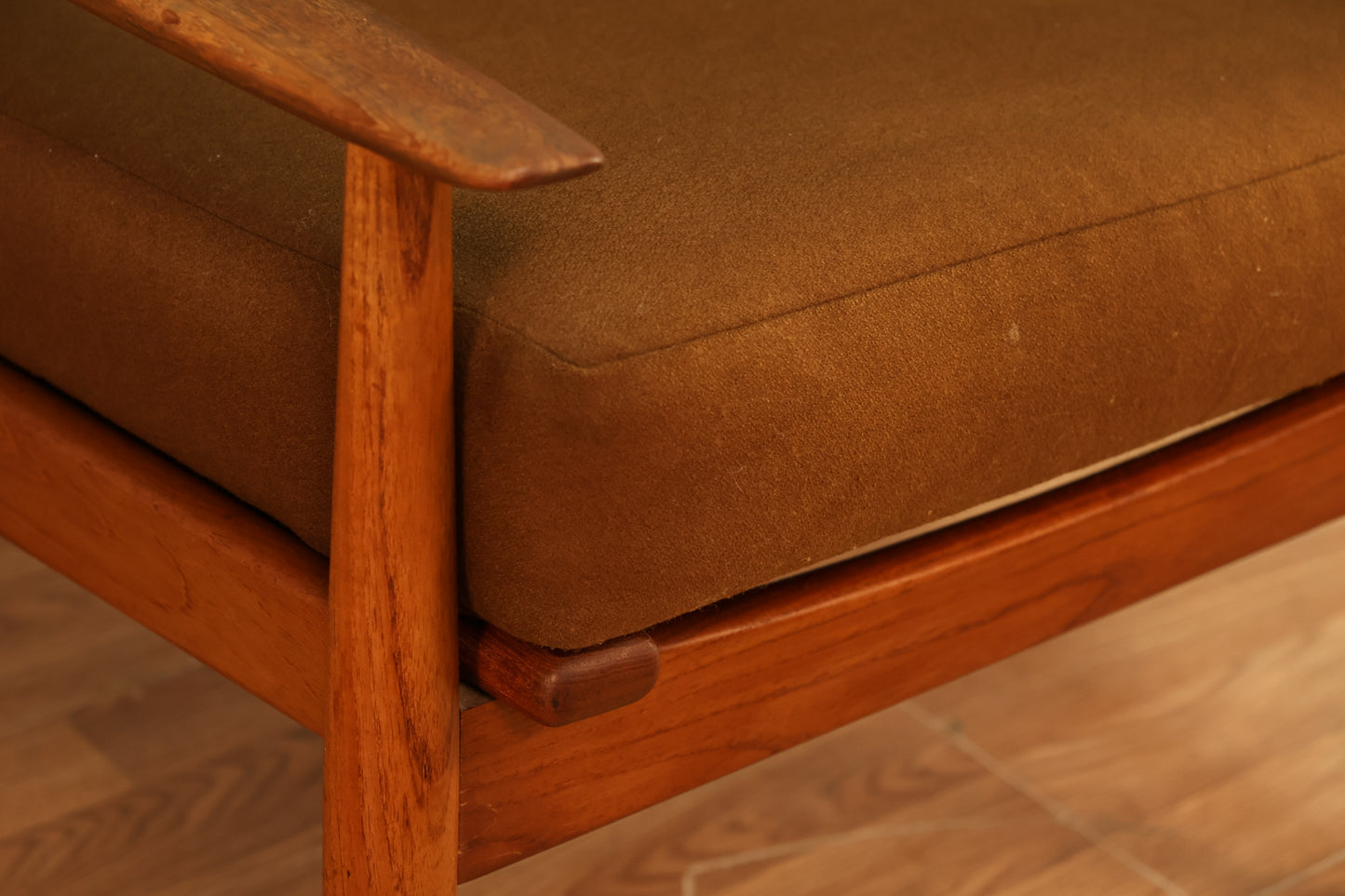 Danish Mid Century Teak & Cocoa Lounge Chair