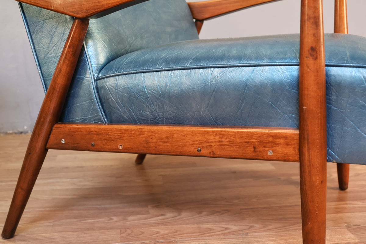 Mid Century Metallic Blue Lounge Chair - ONLINE ONLY