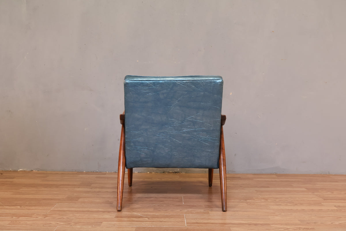 Mid Century Metallic Blue Lounge Chair - ONLINE ONLY