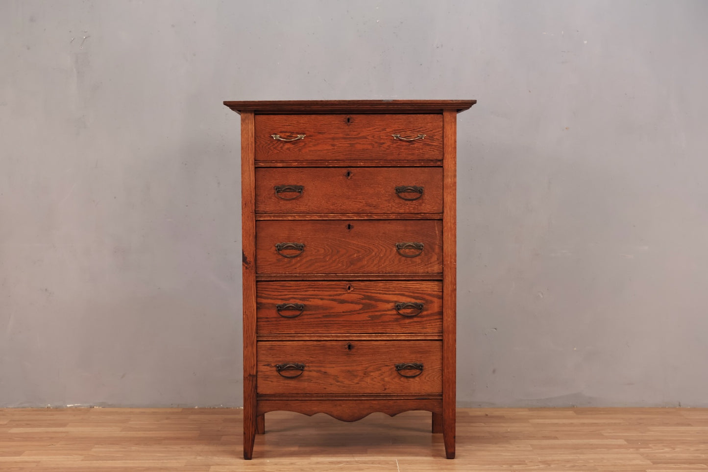 Victorian Eastlake Oak 5-Drawer Dresser