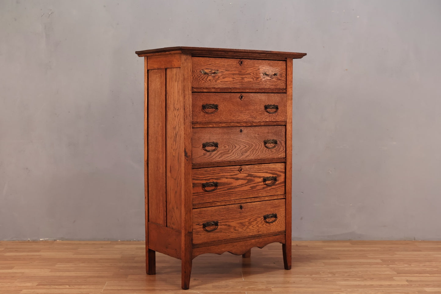 Victorian Eastlake Oak 5-Drawer Dresser