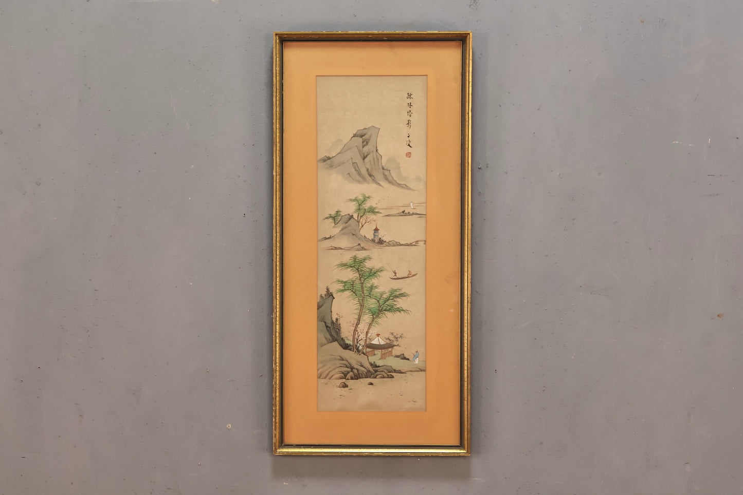 Chinese "Three Mountains" Silk Painting