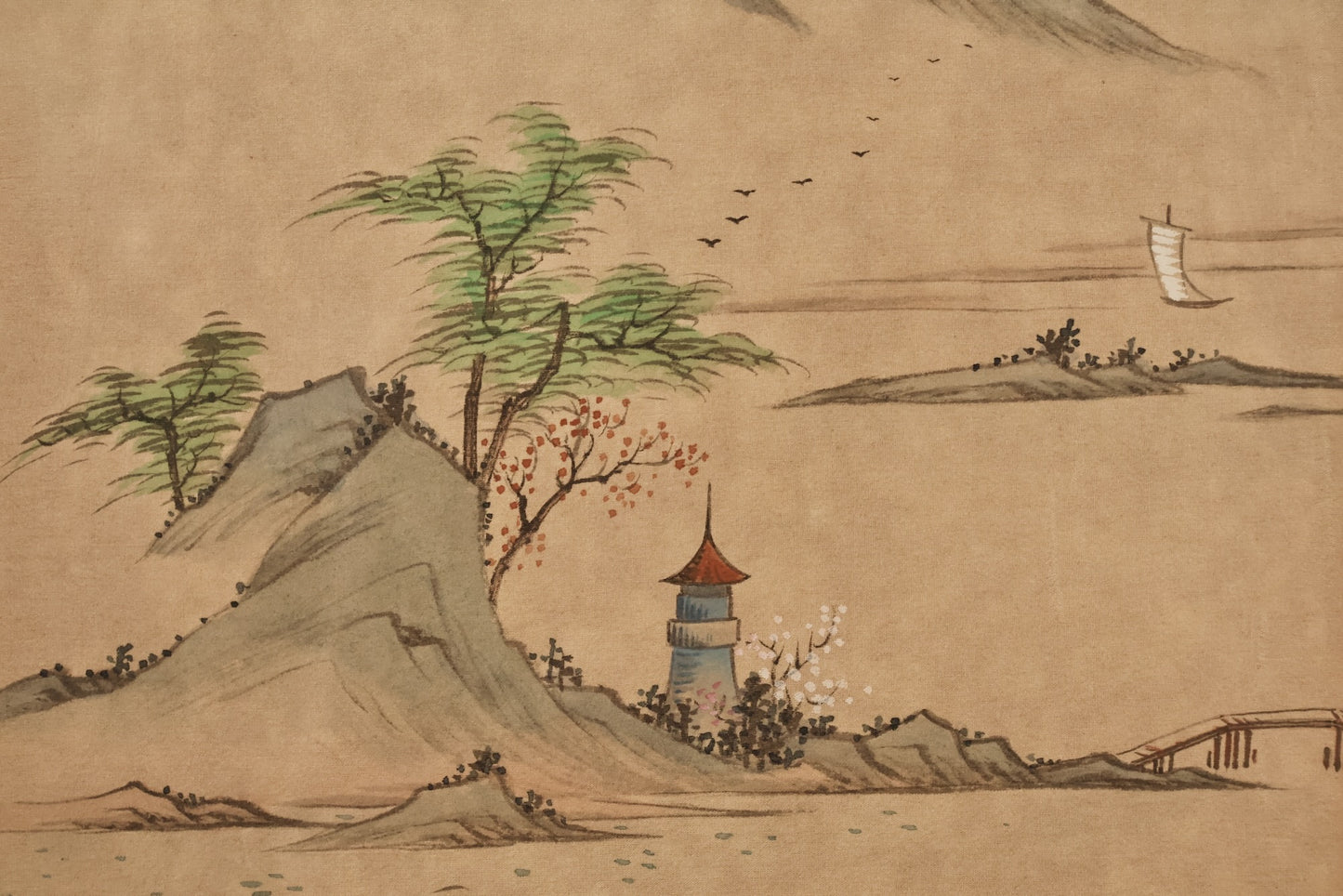 Chinese "Three Mountains" Silk Painting