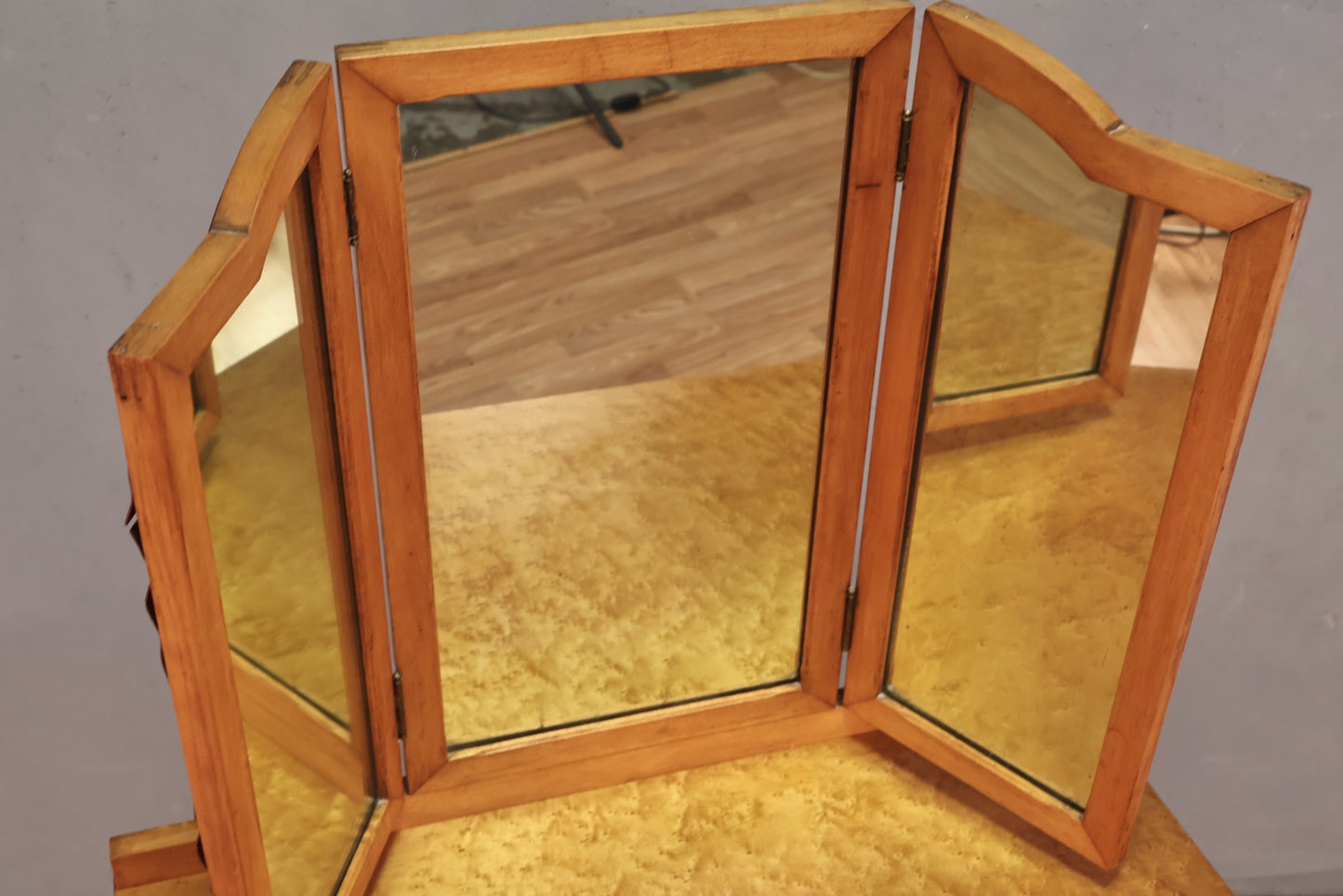 Birdseye Maple 3-Panel Vanity Desk - ONLINE ONLY