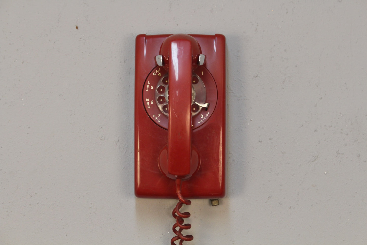 Red Rotary Wall Telephone