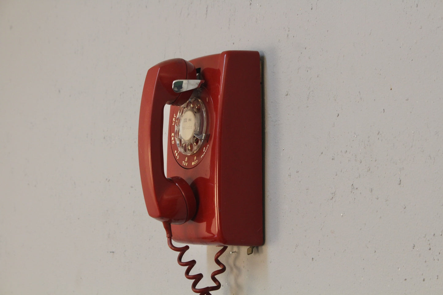 Red Rotary Wall Telephone