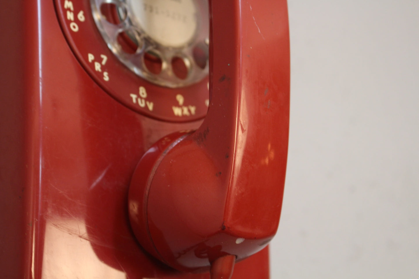 Red Rotary Wall Telephone