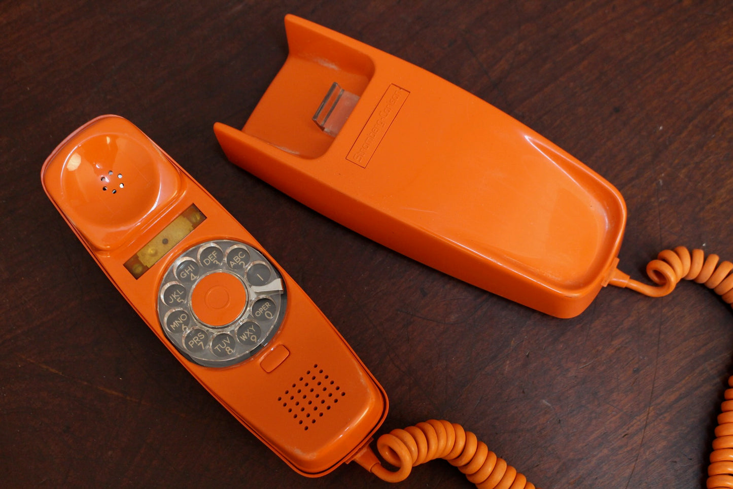 Trimline Orange Rotary Telephone