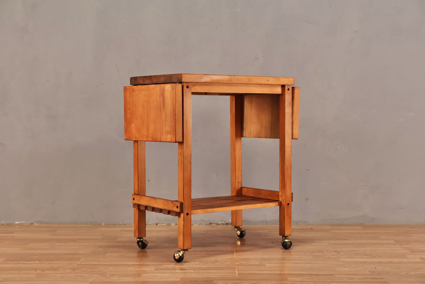 Butcher Block Drop-Leaf Cart
