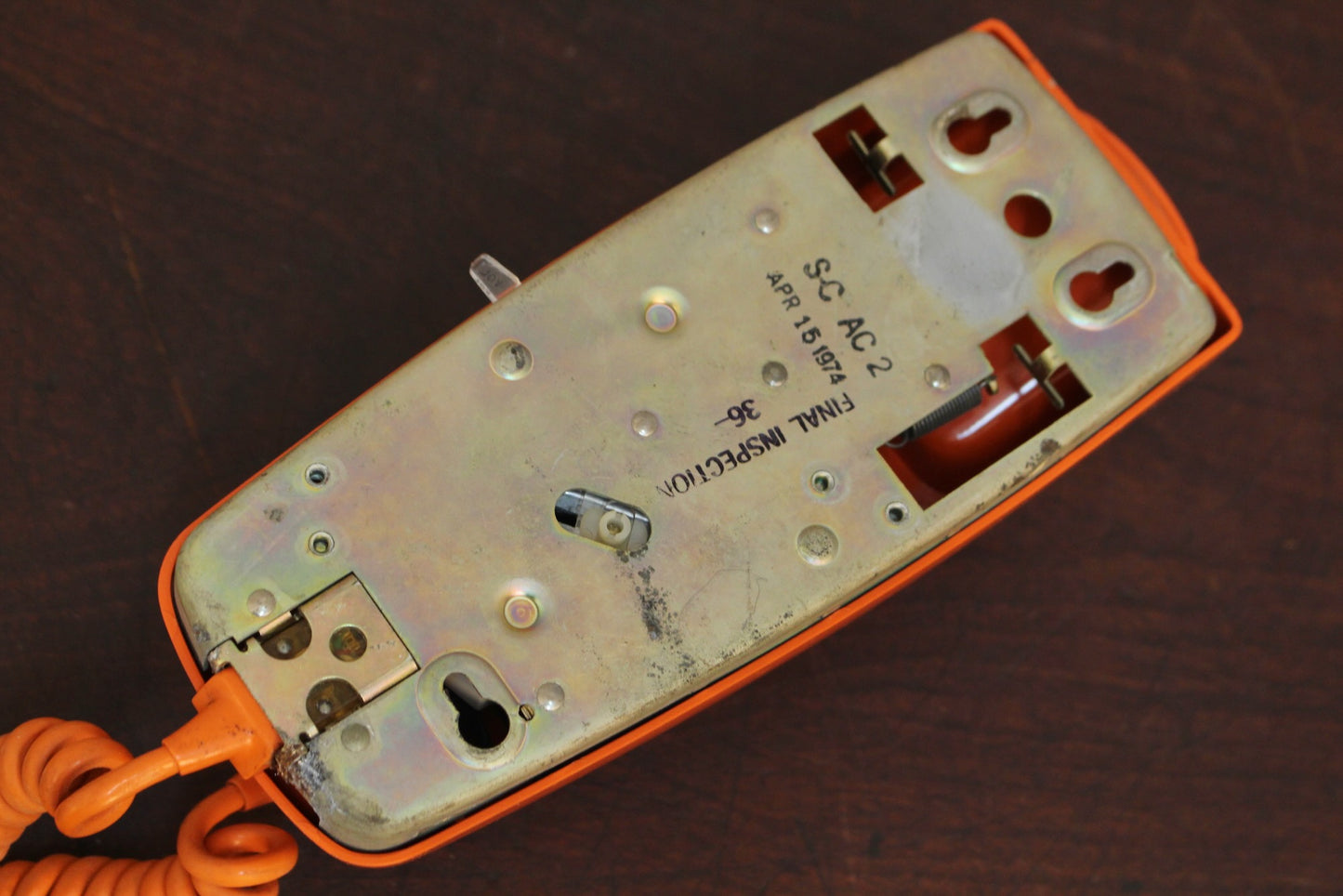Trimline Orange Rotary Telephone