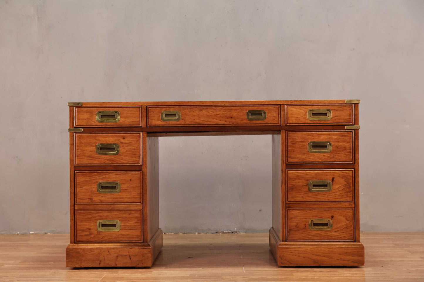 Campaign-Style 7-Drawer Executive Desk - ONLINE ONLY