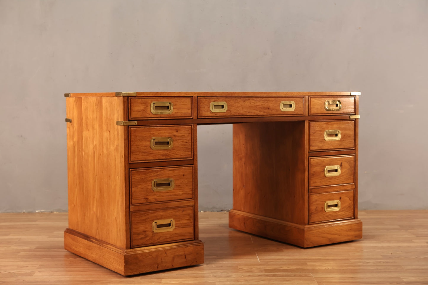 Campaign-Style 7-Drawer Executive Desk - ONLINE ONLY