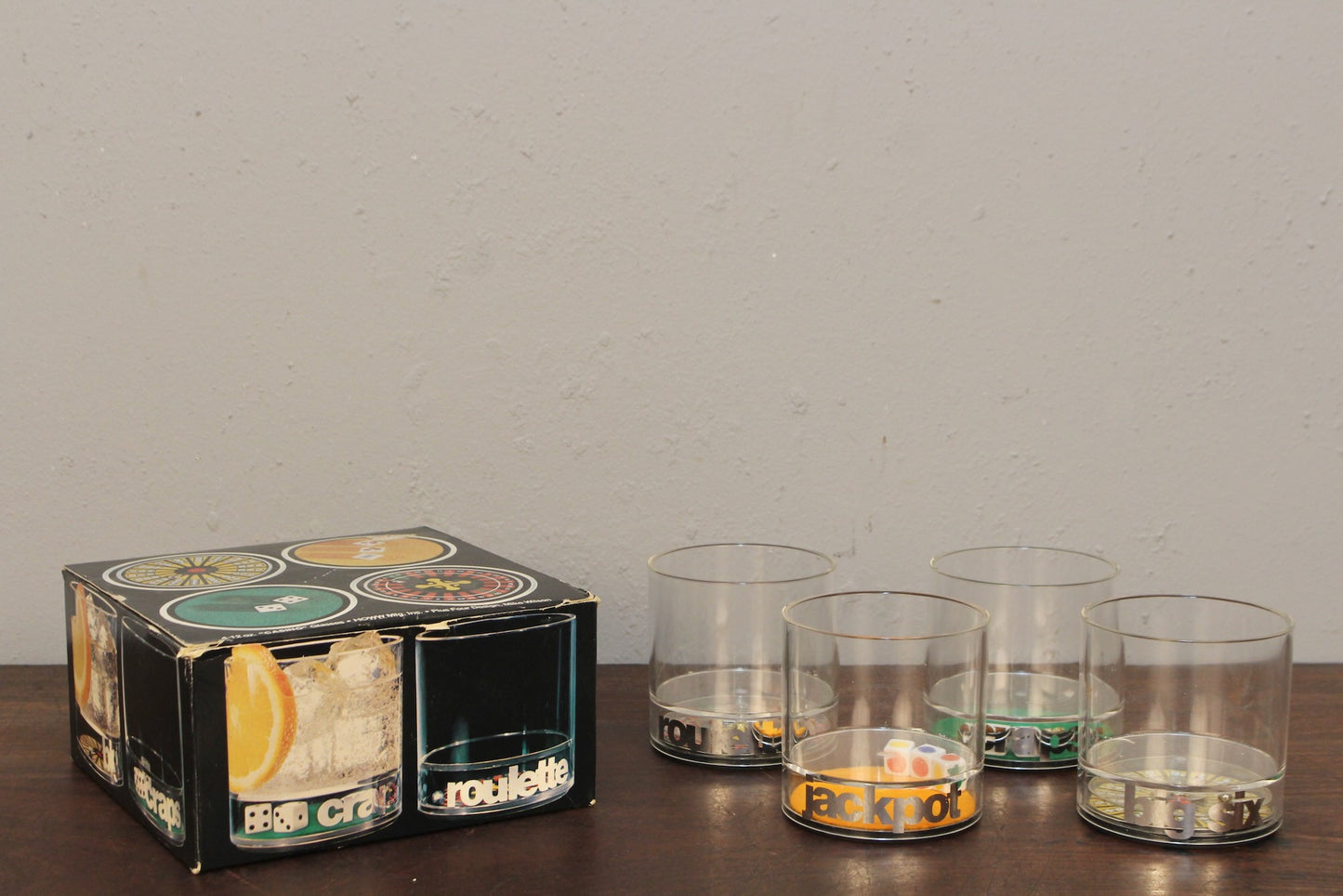 Set of 4 Acrylic Casino Game Glasses