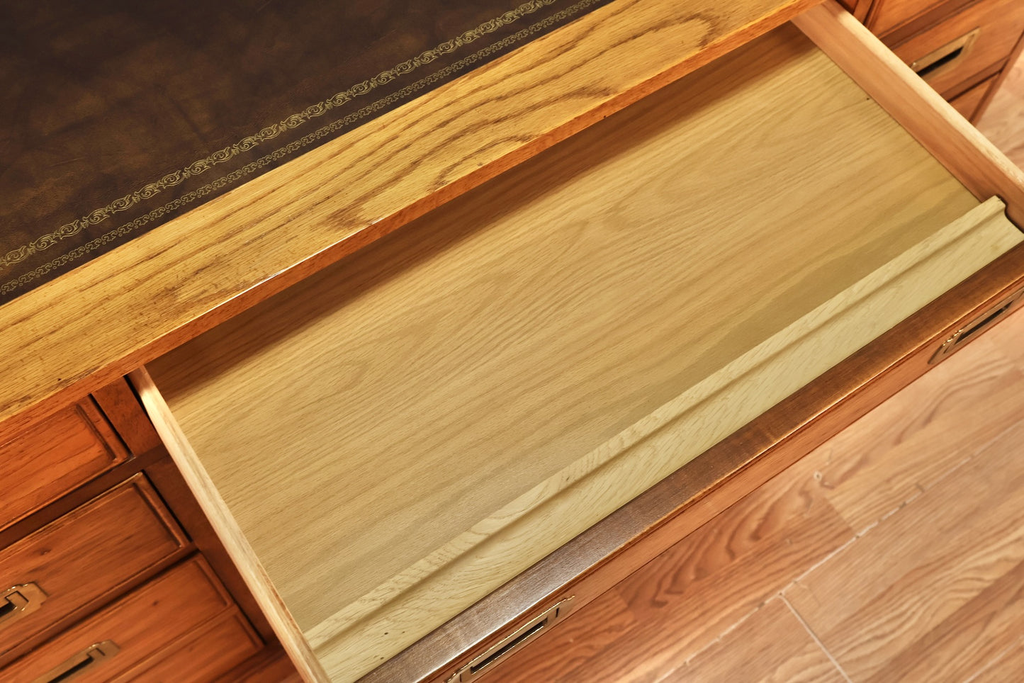 Campaign-Style 7-Drawer Executive Desk - ONLINE ONLY