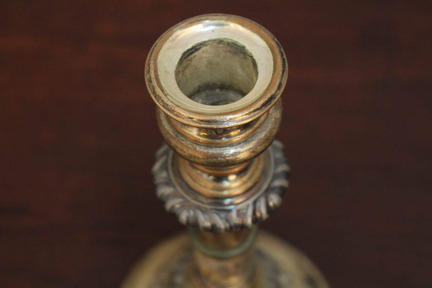 Pair of Distressed Silver-Plate Candlesticks