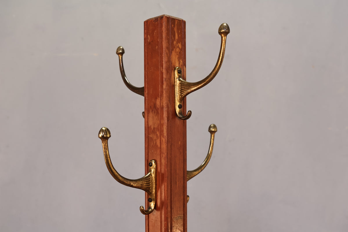 Wood & Brass Coat Rack