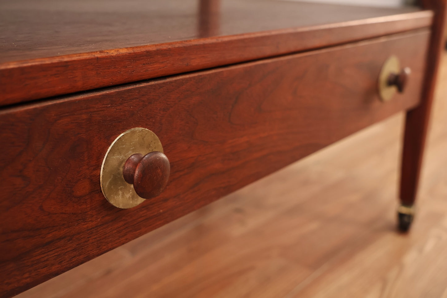 Luxe Teak & Black Laminate 1-Drawer Bar Cart