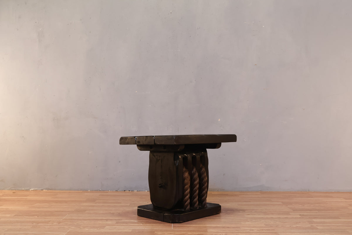 Rustic Rope Pulley End Table - ONLINE ONLY