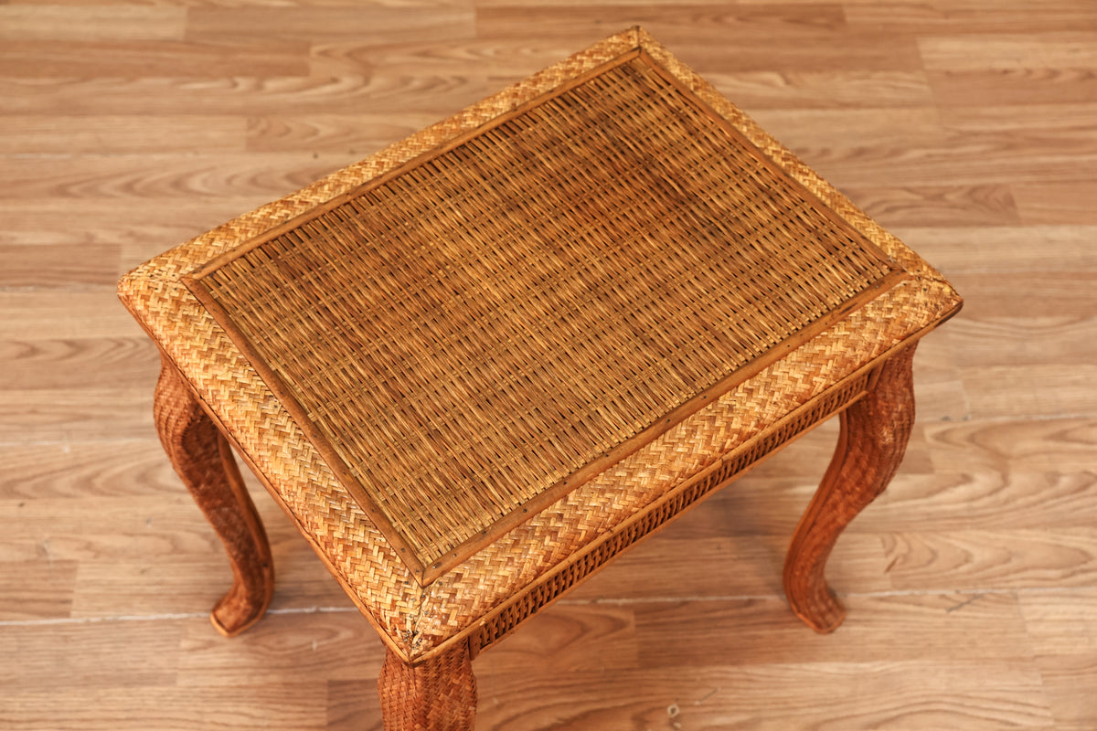 Small Woven Wicker Side Table
