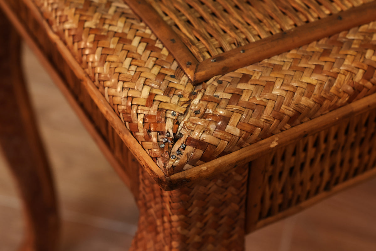 Small Woven Wicker Side Table