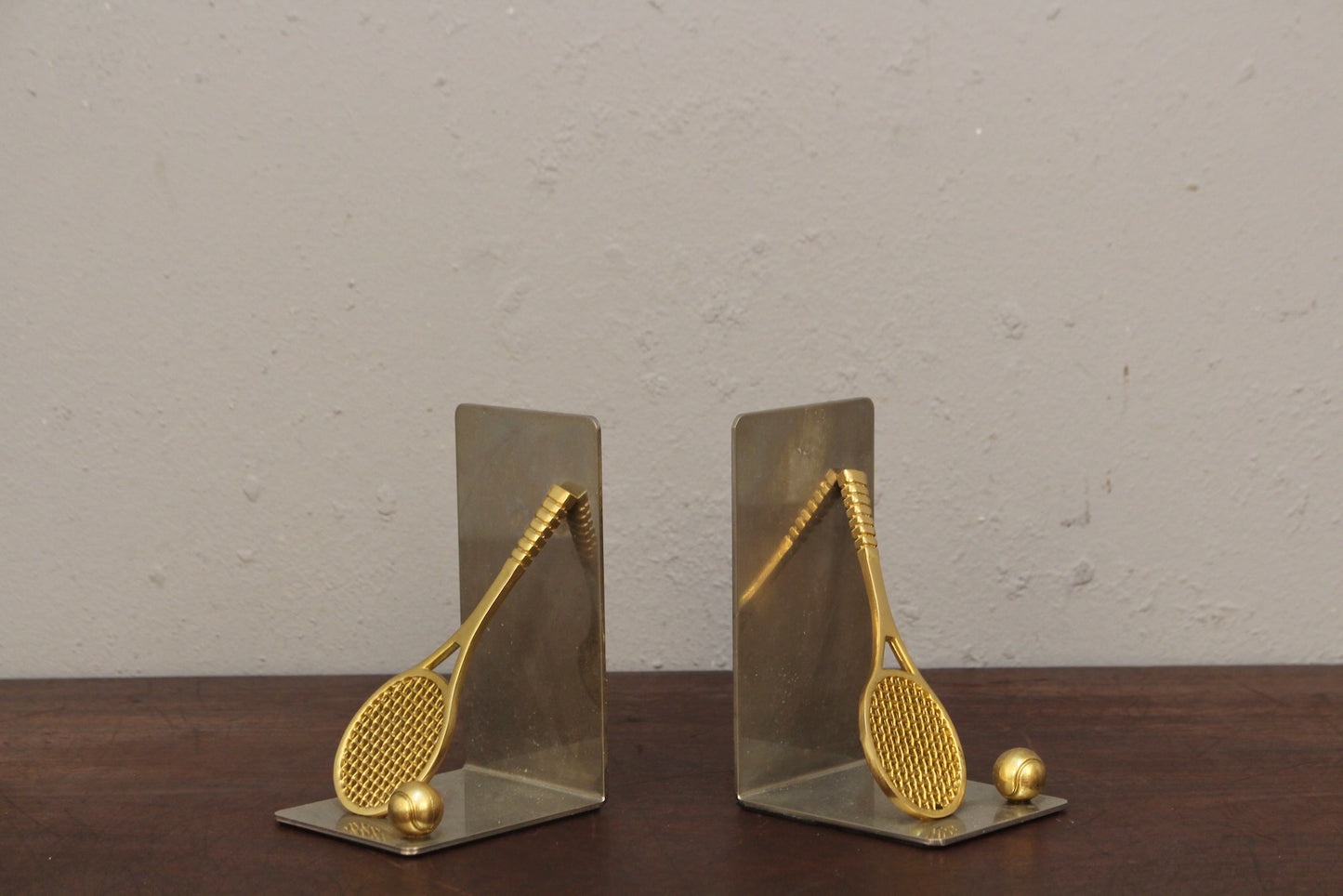 Pair of Mixed Metal Tennis Racket Bookends