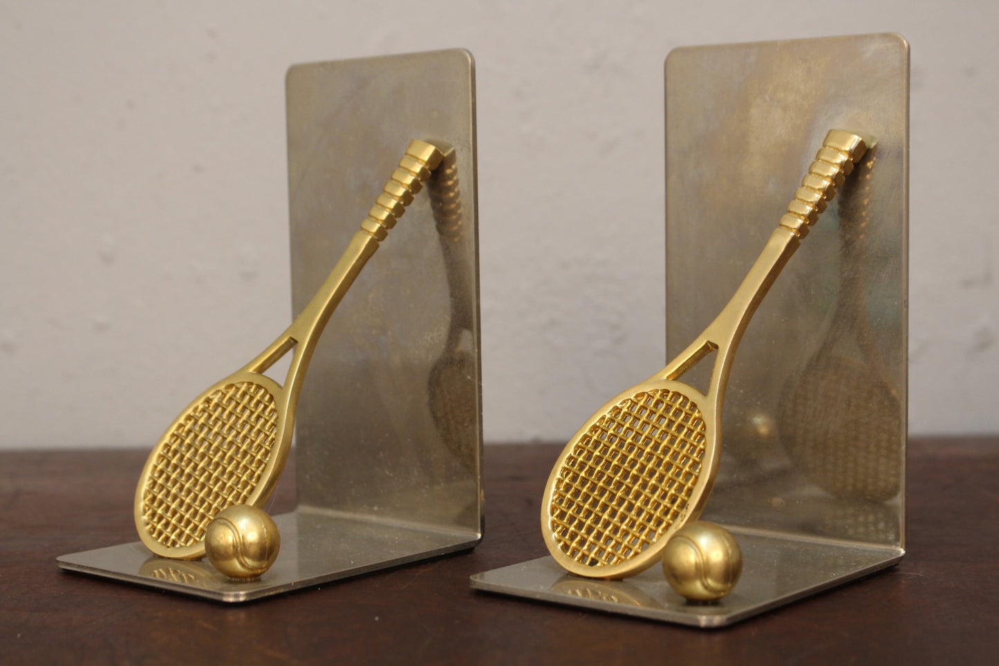 Pair of Mixed Metal Tennis Racket Bookends