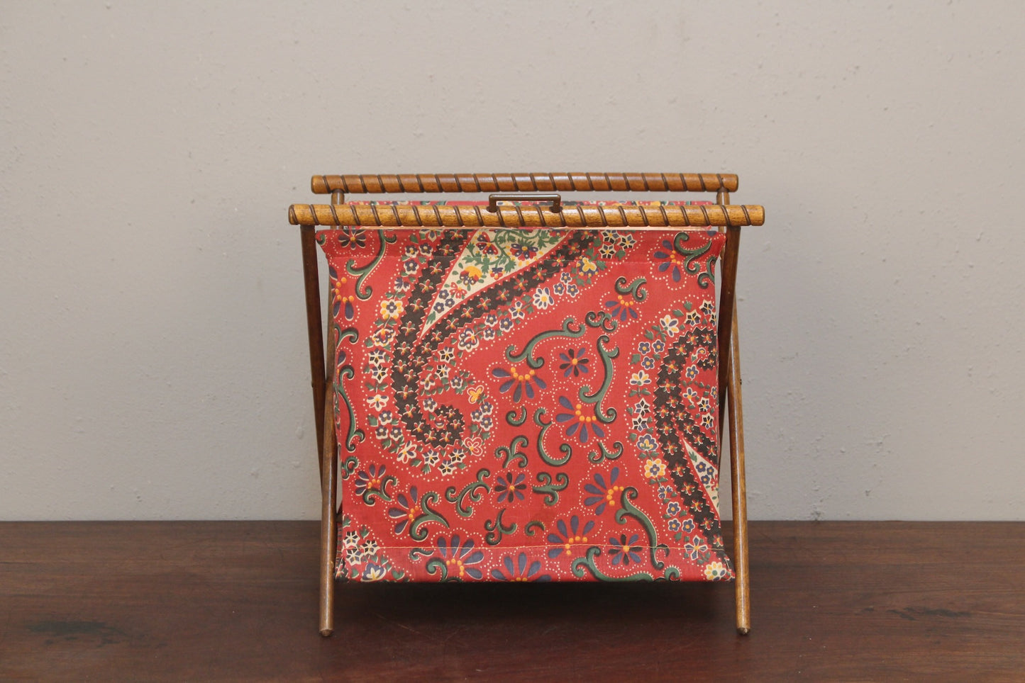 Wood & Paisley Folding Floor Basket