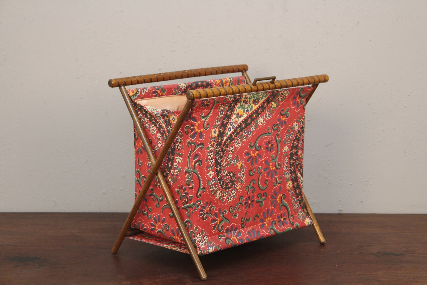 Wood & Paisley Folding Floor Basket
