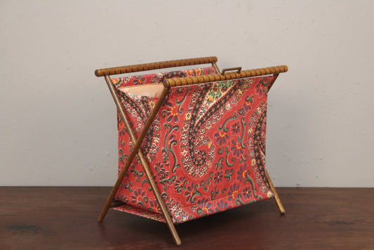 Wood & Paisley Folding Floor Basket