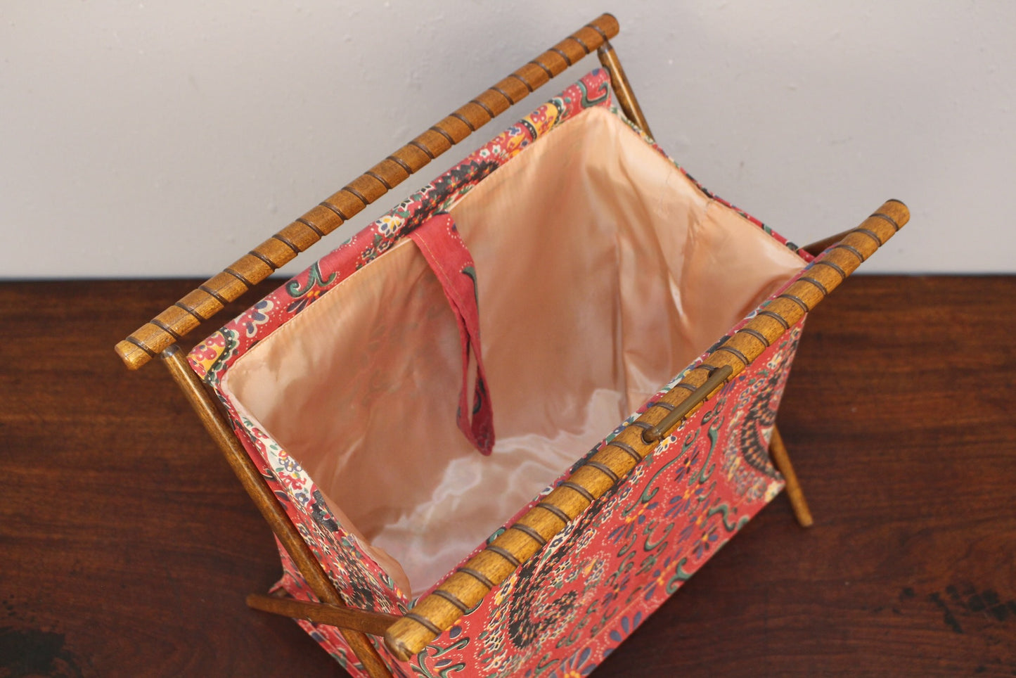 Wood & Paisley Folding Floor Basket