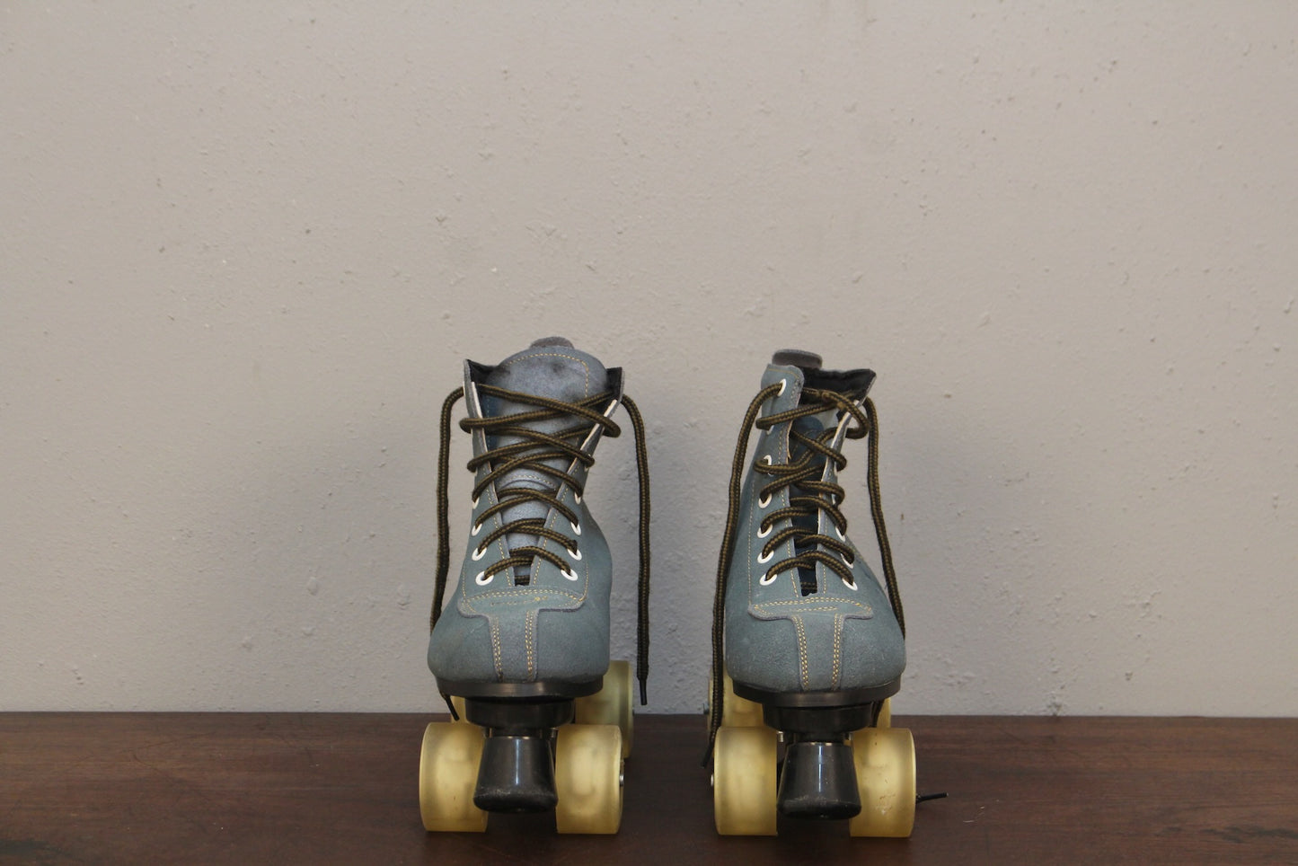 Pair of Blue Suede Roller Skates
