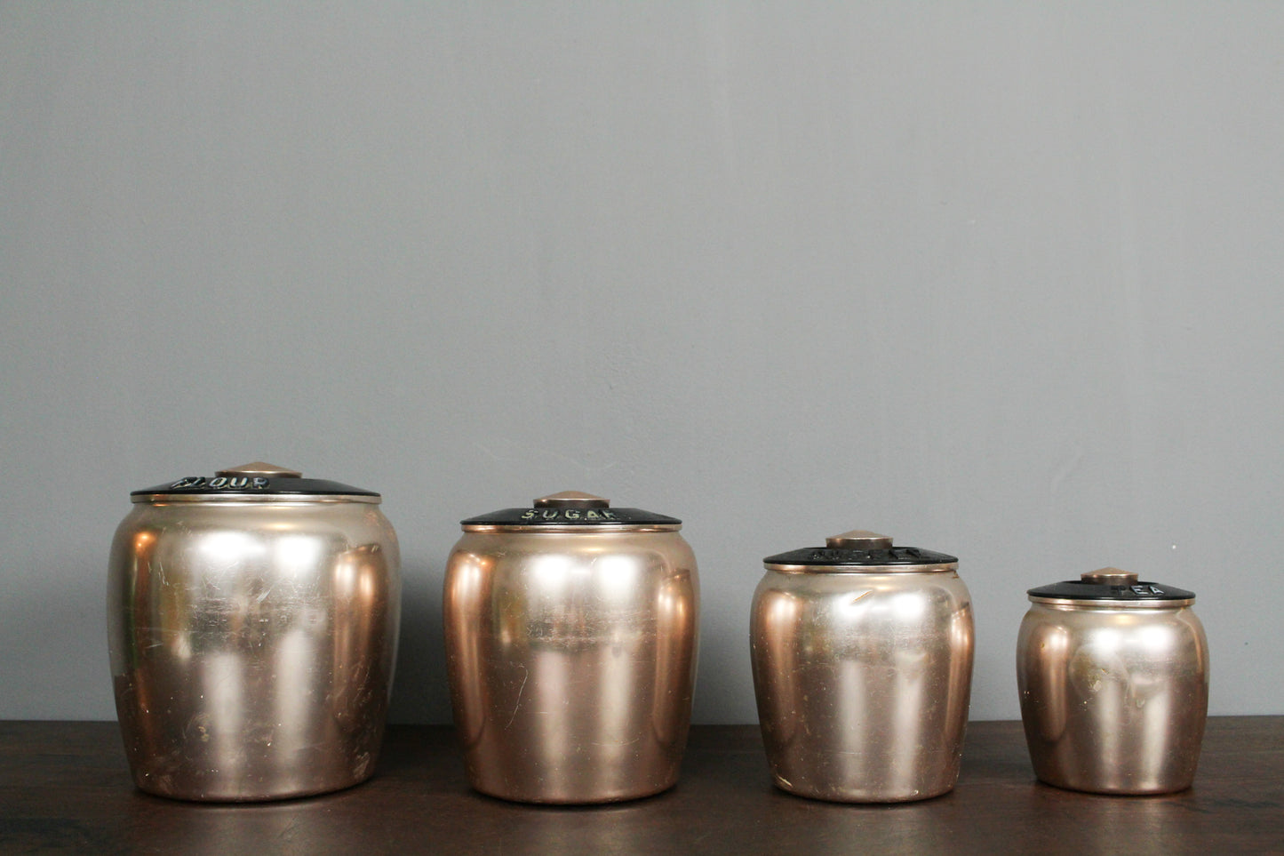 Set of 4 Kromex Kitchen Canisters