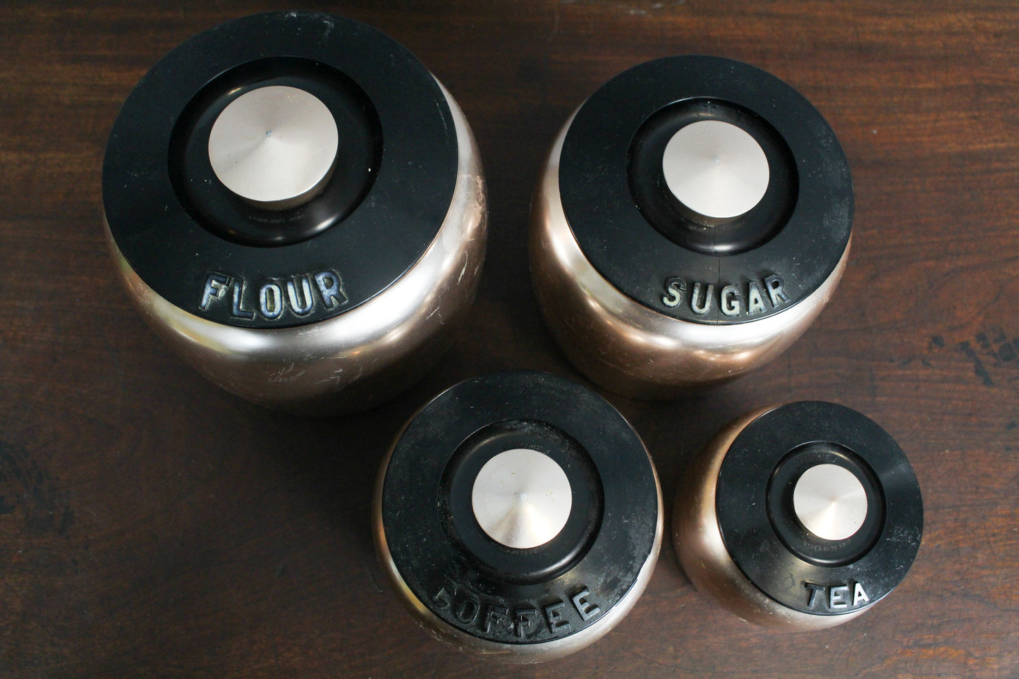 Set of 4 Kromex Kitchen Canisters