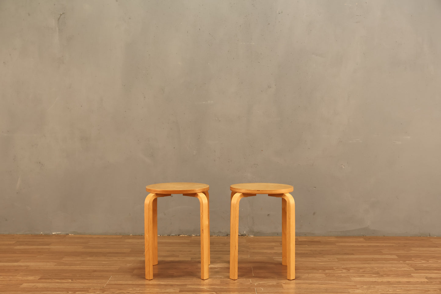 Blonde Bentwood Stool Side Table