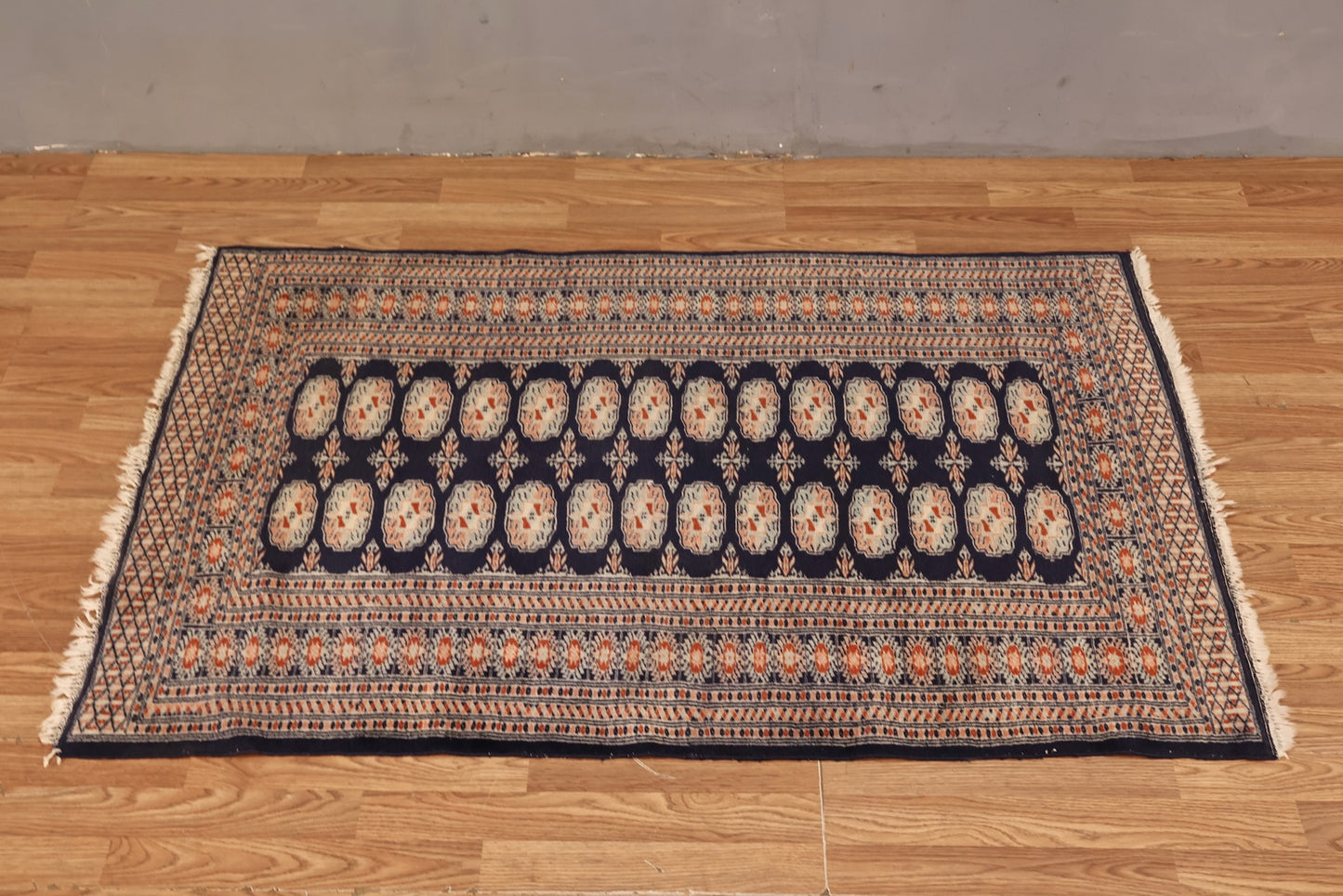 Navy Medallion Wool Area Rug