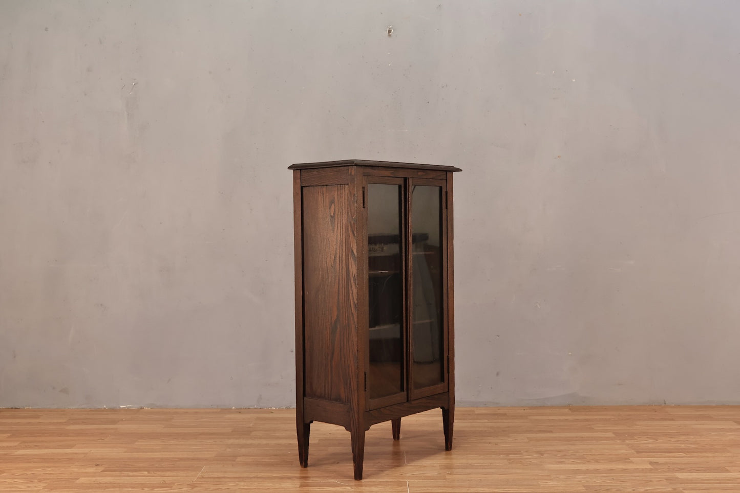 Slim Dark Oak & Glass Cabinet - ONLINE ONLY